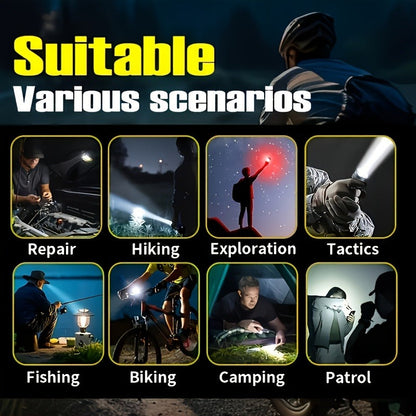 Tactical Flashlight with Fire Starter - Fresnel Lens Igniter, 3000 Lumen LED, 21700 Rechargeable Battery, Zoomable Aluminum Torch for Camping, Hiking, Emergency & Outdoor Survival