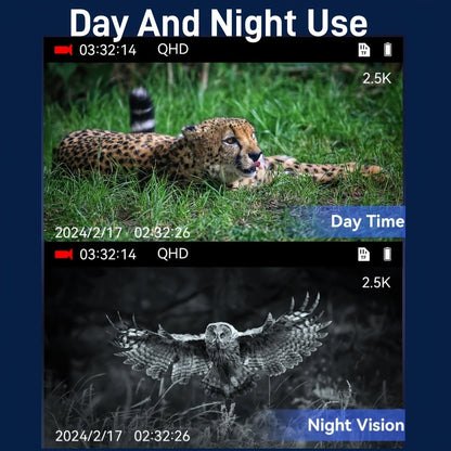 Night Vision Monocular with 850nm IR Illuminator, 5X Digital Zoom 2.5K FHD Camera 1.54" Display, Infrared Night Vision Scope for Hunting Camping Wildlife Surveillance, 2000mAh Battery 6Hr Runtime