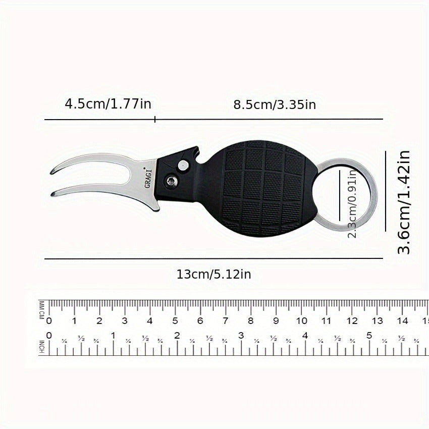 3-in-1 Golf Divot Tool Set with Whistle Keychain Clip EDC Multi-Tool Spring Button Opening Pocket Outdoor Survival Accessory