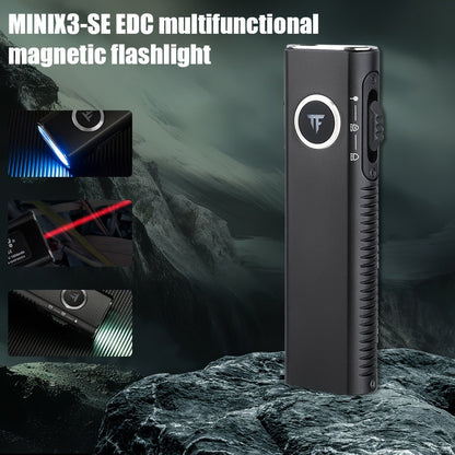 EDC Pocket Flashlight, 1200 Lumen Triple Light Source with White UV Red Beam & Laser, Type-C Rechargeable 5-Mode Mini LED Torch for Emergency, Camping & Everyday Carry