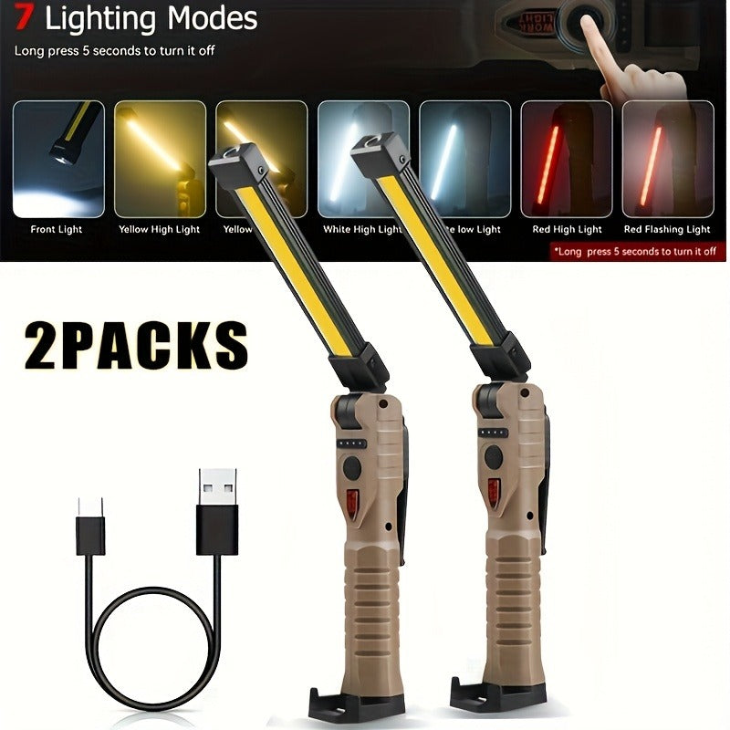 COB LED Work Light, 1000 Lumen Rechargeable Portable Hanging Camp Lamp with Built-In Battery, 200M Range for Camping, Yard, Party & Vehicle Maintenance – 2/4/6/8/10 Pack