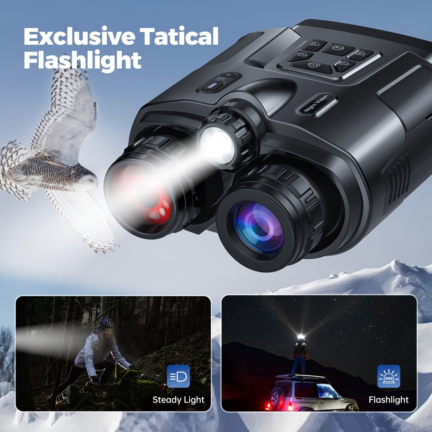 Night Vision Infrared Binoculars 4X Optical 8X Digital Zoom 3.2" LCD