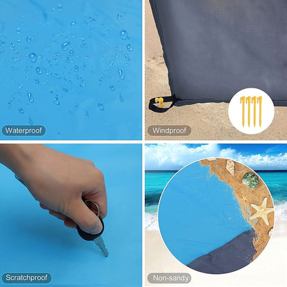 Sandproof Beach Blanket Oversized 55"x78" – Lightweight Waterproof Large Mat for Adults, Travel Camping Hiking Picnic Outdoor Beach Towel