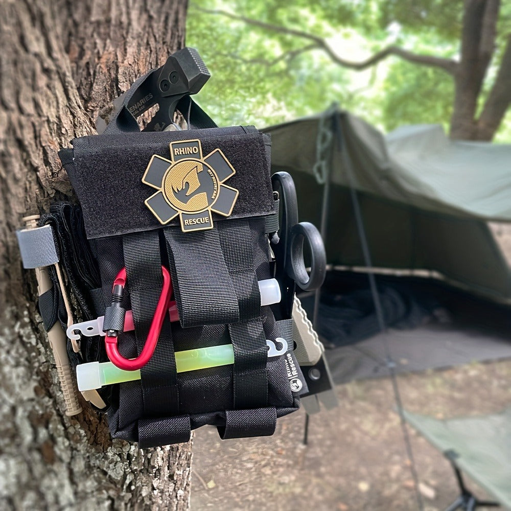 Tactical IFAK First Aid Kit with MOLLE Quick Release – Includes Tourniquet Bandage Chest Seal for Severe Bleeding Control, Nylon Trauma Bag for Hunting Camping Survival Emergency, Green & Black