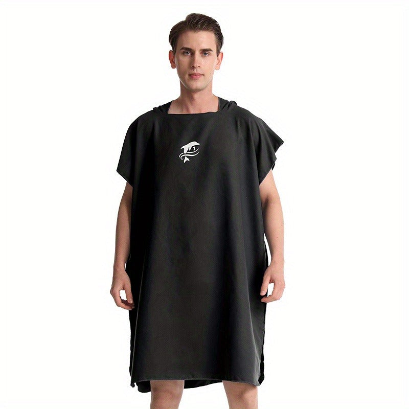Quick-Dry Surf Poncho Towel Robe - Microfiber Beach Wrap with Shark Graphic, Super Absorbent Changing Robe for Swimming, Surfing & Travel, One Size Fits All, Machine Washable