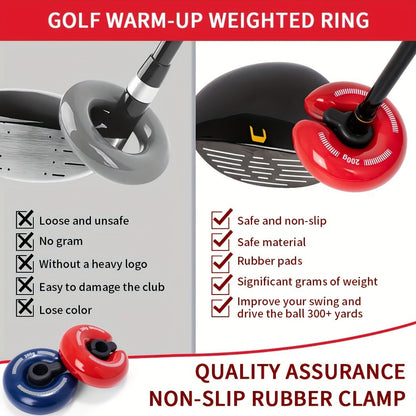 Golf Swing Weight Ring 8oz Weighted Club Trainer for Muscle Memory Distance Training Swing Speed Warm-Up Fits Most Golf Clubs Red Black