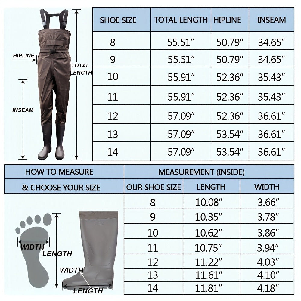 Fishing Waders with Boots for Men & Women – 3-Ply Nylon Lightweight Breathable Wading Pants with PVC Lining, Anti-Slip Sole & Pockets – Camo & Brown, US Size 8–14 for Hunting & Outdoor