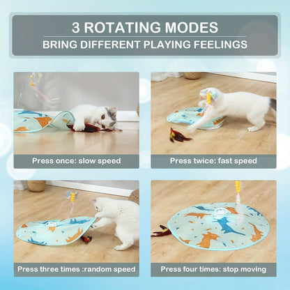 Interactive Cat Toy Electric Motion Activated 2-in-1 Rotating Butterfly & Feather Wand - USB Rechargeable 1200mAh Auto Shut-Off 3 Speed Modes Indoor Cat Exercise Toy by Valonii
