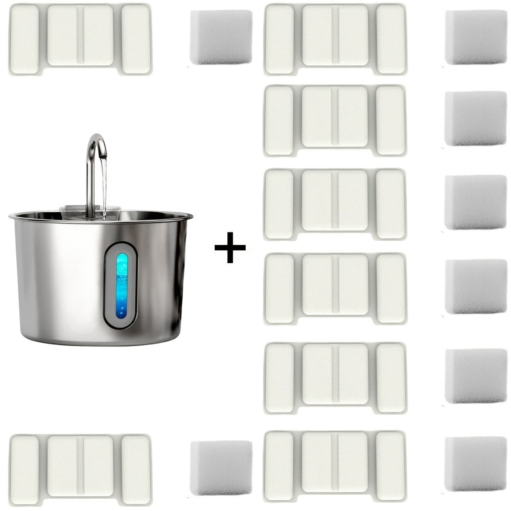 Stainless Steel Cat Water Fountain 74oz - 304 Food-Grade Steel, Ultra-Quiet USB Pump, 3-Stage Filtration, Visible Water Level Window, Auto Circulation for Cats & Small Dogs