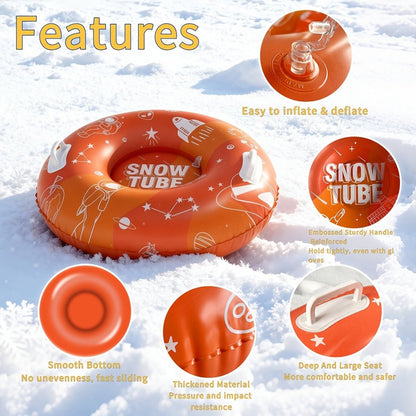Snow Tubes for Adults 36 Inch 3-Pack – Extra-Large PVC Snow Sleds with 2 Dual Handles, Heavy-Duty Inflatable Snow Tubes for Hill Sledding, Ski Resort & Outdoor Winter Snow Sports