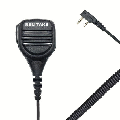 RELITAKS Handheld Two-Way Radio Speaker Mic – K-Head Connector, Coiled Cord, Compatible with Baofeng, TYT & More, No Battery