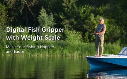 Digital Fishing Scale 25kg/55lb with Tape Measure - Portable Electronic Fish Weight Scale with LCD Display, Fish Mouth Clip & Stainless Steel Hook - Battery Included, Accuracy ±0.1kg