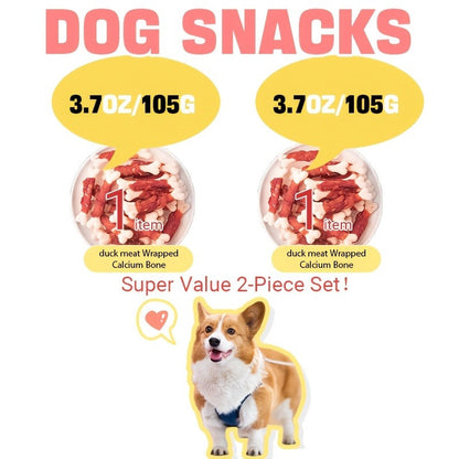 Chicken & Duck Wrapped Bone Biscuits Dog Treats – Hypoallergenic Grain-Free High Protein Low Fat for Small Medium Large Dogs