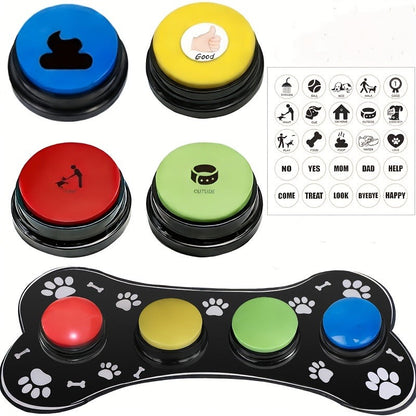Dog Communication Buttons for Talking - Pet Training Buttons with Mat, Recordable Dog Talking Button Set, Durable Easy-Clean, No Battery Required