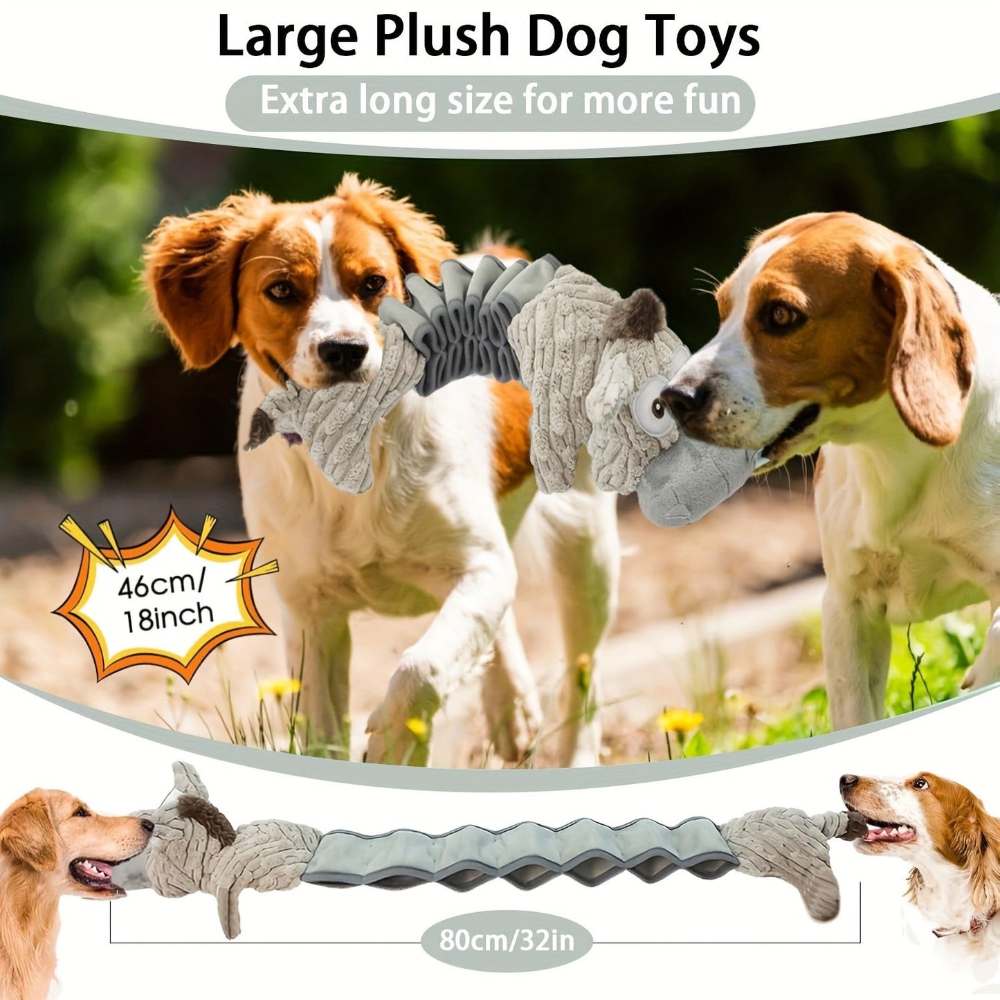 Dog Chew Toy Donkey Plush Squeaky Stretch Toy for Dogs - Durable Soft Stuffed Animal Chew Toy for Small Medium Large Dogs, Textured Spike Design, No Batteries Needed