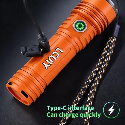 Fire Starter Flashlight with Fresnel Lens – 4500 Lumens Rechargeable Aluminum Alloy Ignition Torch, 1000M Long Range, 6 Modes Tactical Adjustable Beam for Wilderness Survival, Camping, Fishing & Emergency