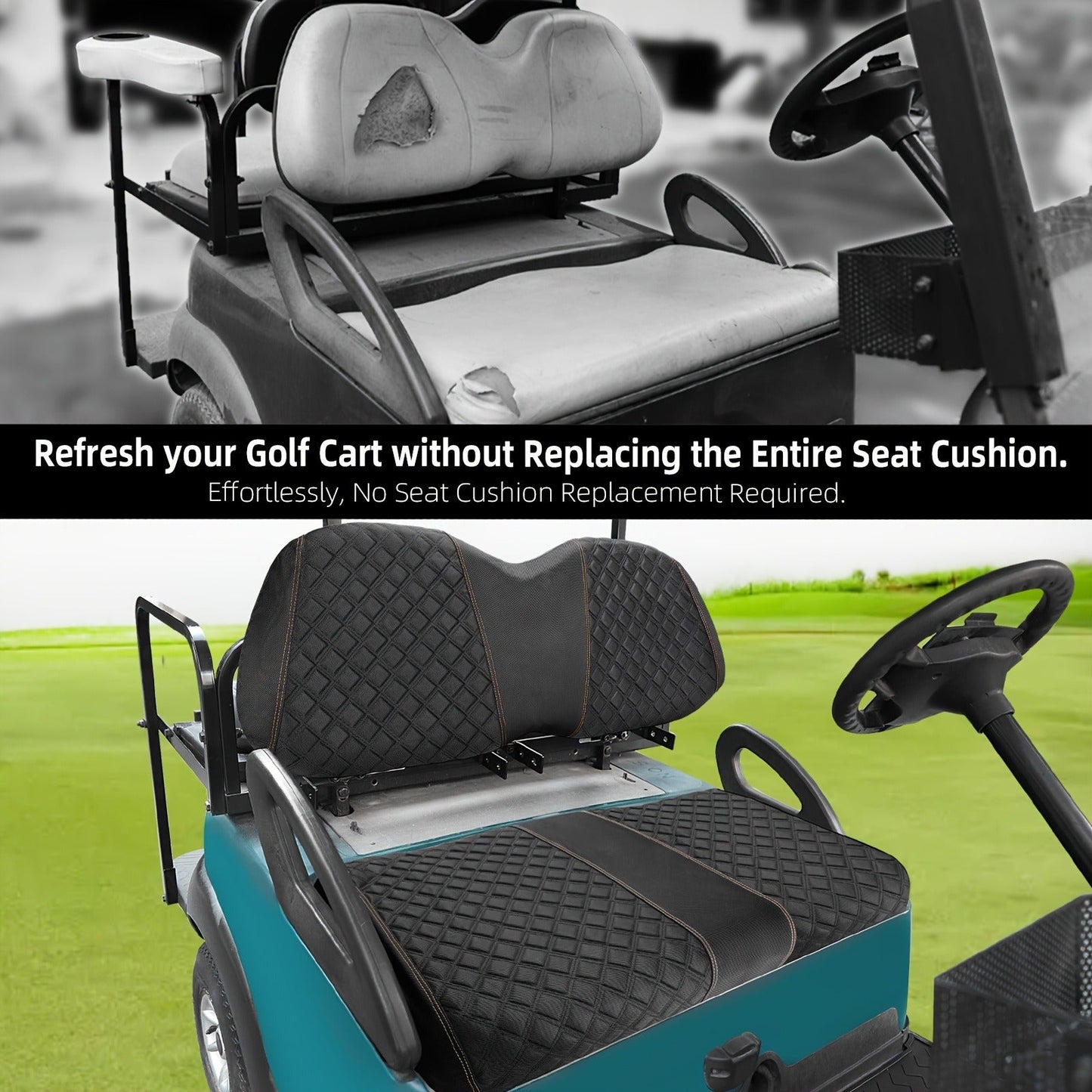 Golf Cart Seat Covers for Club Car Precedent Front Seat 1680D Oxford Cloth No Drilling Required Breathable Washable Air Dry Soft Protective Seat Kit