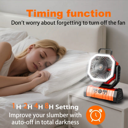 Camping Fan with LED Light 20000mAh Battery – 4-Level Brightness, Multi-Speed Rotatable Portable Tent Fan for Camping, Outdoor, Office & Home, Cooling & Lighting Combined