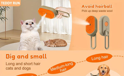 Cat Grooming Steam Brush - Self-Cleaning 4-in-1 Pet Brush with Spray for Cats & Dogs Shedding Grooming Control Deshedding Tool