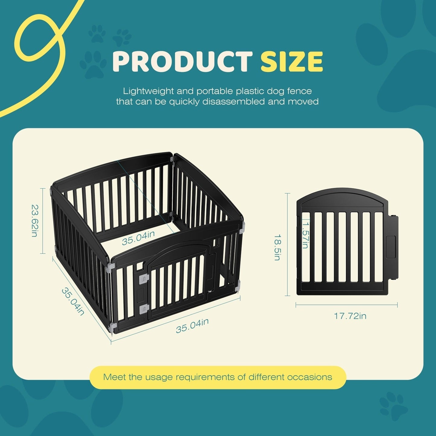 Foldable Dog Playpen & Indoor Outdoor Pet Fence – Portable, Easy to Clean, 4-Panel & 6-Panel, White & Black