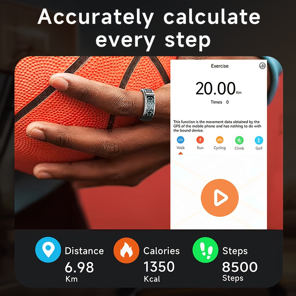 Stainless Steel Smart Ring | Fitness Monitor USB Charging Gift