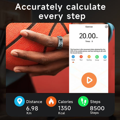 Stainless Steel Smart Ring | Fitness Monitor USB Charging Gift