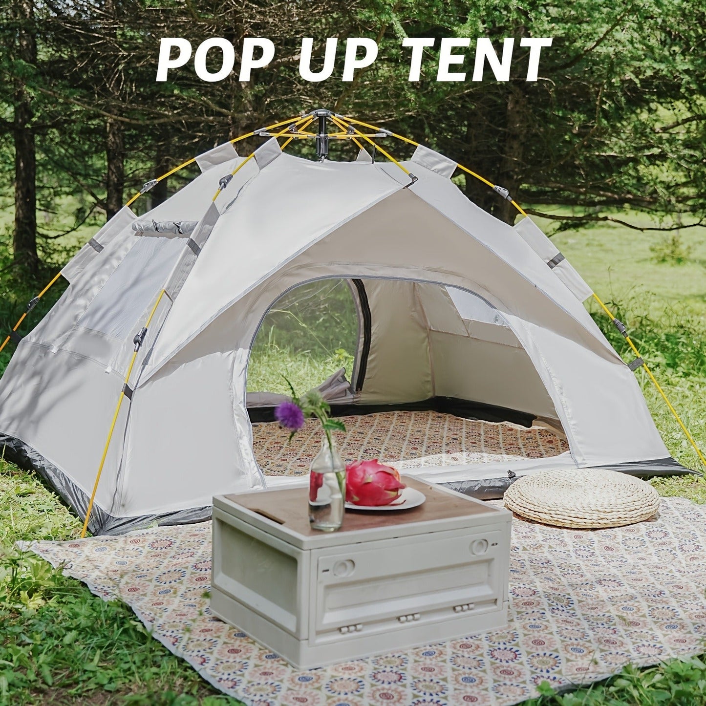 Pop Up Camping Tent Instant Setup – Automatic Windproof Lightweight Tent with Dual Doors & Mesh Windows, All-Season Waterproof Design for 1-3 & 3-4 Person, Ideal for Camping, Hiking & Travel