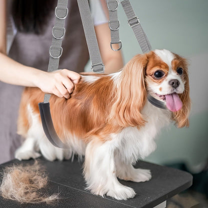 Dog Grooming Traction Rope Set 3pcs – Adjustable Restraint Loop with Rings, No Battery Needed, Pet Bathing & Styling Restraint Accessories for Professional Groomer Assistant Kit, Grey