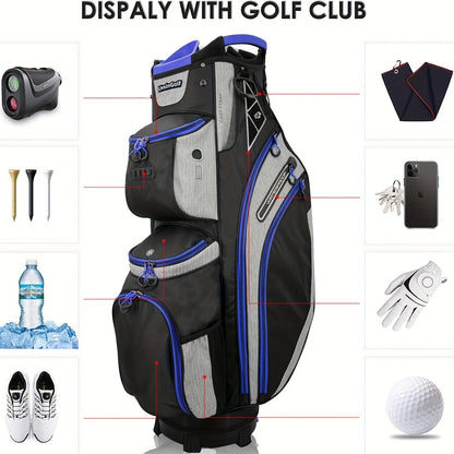 Golf Cart Bag with Full-Length Dividers – Sturdy Spacious Stand Bag with Multiple Pockets for Golf Club Organization, Accessories Storage, Men & Women Golfers