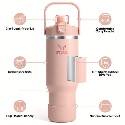 Insulated Water Bottle 32oz 40oz Stainless Steel Leak-Proof Sports Water Bottle with Handle Matte Finish Vacuum Thermos for Gym Hiking Camping Office Travel