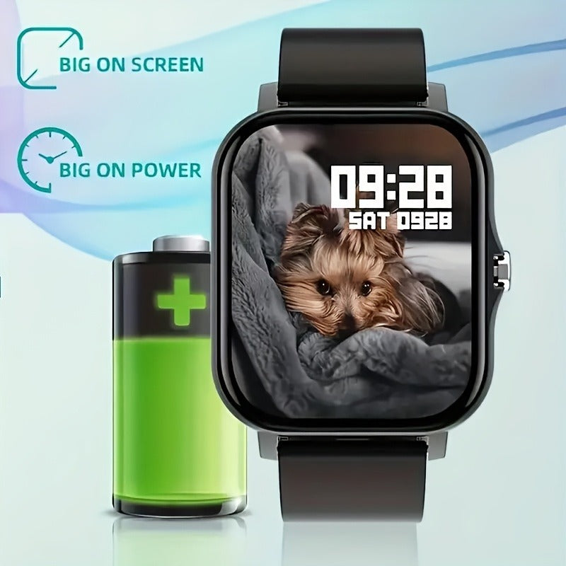 Bluetooth Calling Smartwatch with 1.83" Full Touch Screen, Multiple Sport Modes, Music Control & Sedentary Reminder – Fitness Tracker Watch Compatible with Android & iPhone for Men and Women, Dual Strap
