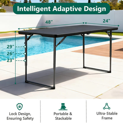 Foldable Outdoor Dining and Utility Table 4ft 6ft Multi-Purpose Folding Desk for Camping Backyard Weddings Living Room Card Games Study Home Office