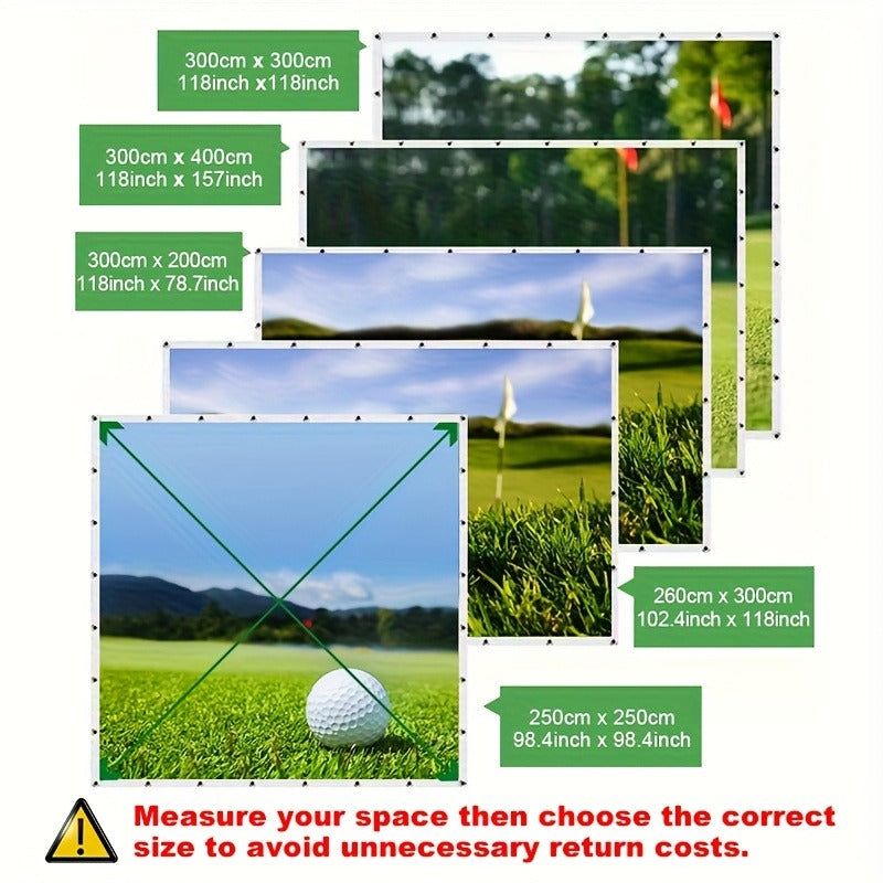 Golf Impact Screen 4K UHD – Ultra-Quiet 3D Golf Simulator Projector Screen, Wear-Resistant, Indoor Golf Training, 3 Sizes