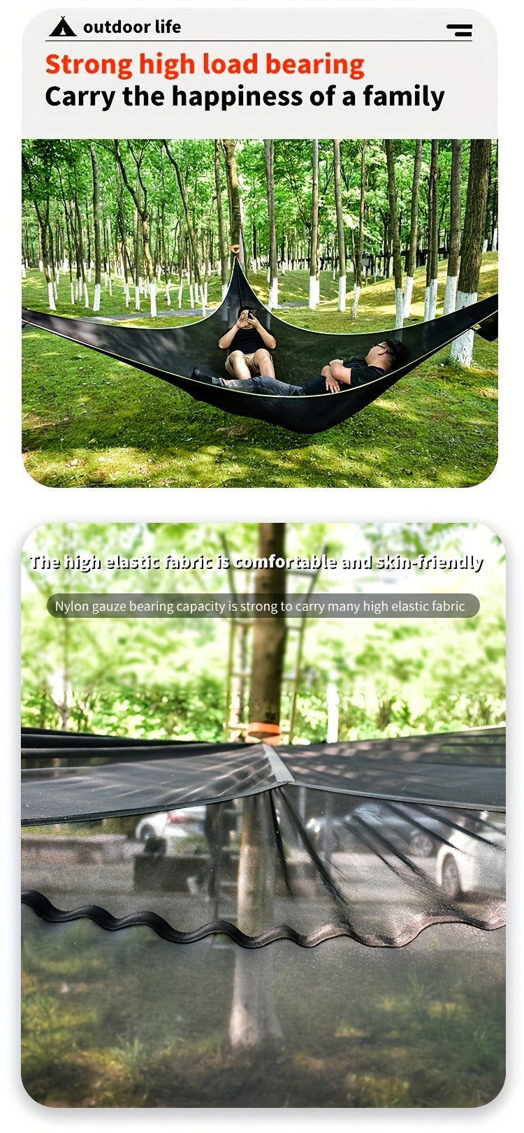 Outdoor Triangle Hammock Multi-Person – Large Aerial Tree Tent, Mesh Swing Camping Hammock for Backyard, Camping & Relaxing – Durable Hanging Hammock for Adults & Kids