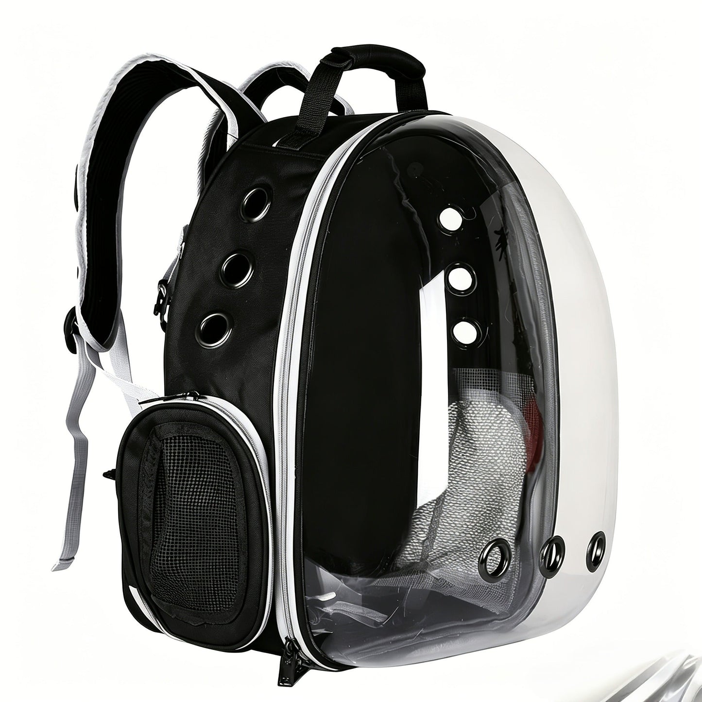 Space Capsule Pet Backpack Carrier for Cats & Small Dogs - Portable Double Shoulder Bag with Bubble Window, Breathable Lightweight Travel Backpack for Pets, Hands-Free Cat Carrier Bag, Black