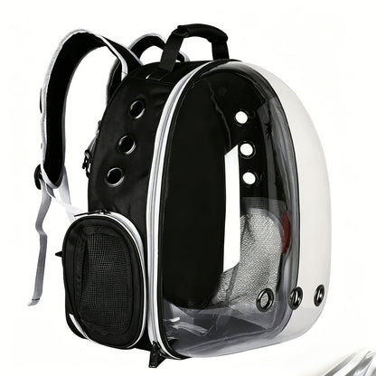 Space Capsule Pet Backpack Carrier for Cats & Small Dogs - Portable Double Shoulder Bag with Bubble Window, Breathable Lightweight Travel Backpack for Pets, Hands-Free Cat Carrier Bag, Black