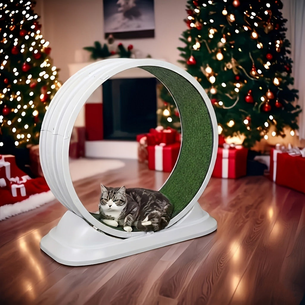 Cat Treadmill Indoor Exercise Wheel Durable Plastic Running Wheel for Indoor Cats All Breeds No Battery Needed Silent Spinner Cat Fitness Toy XXL Green Grey