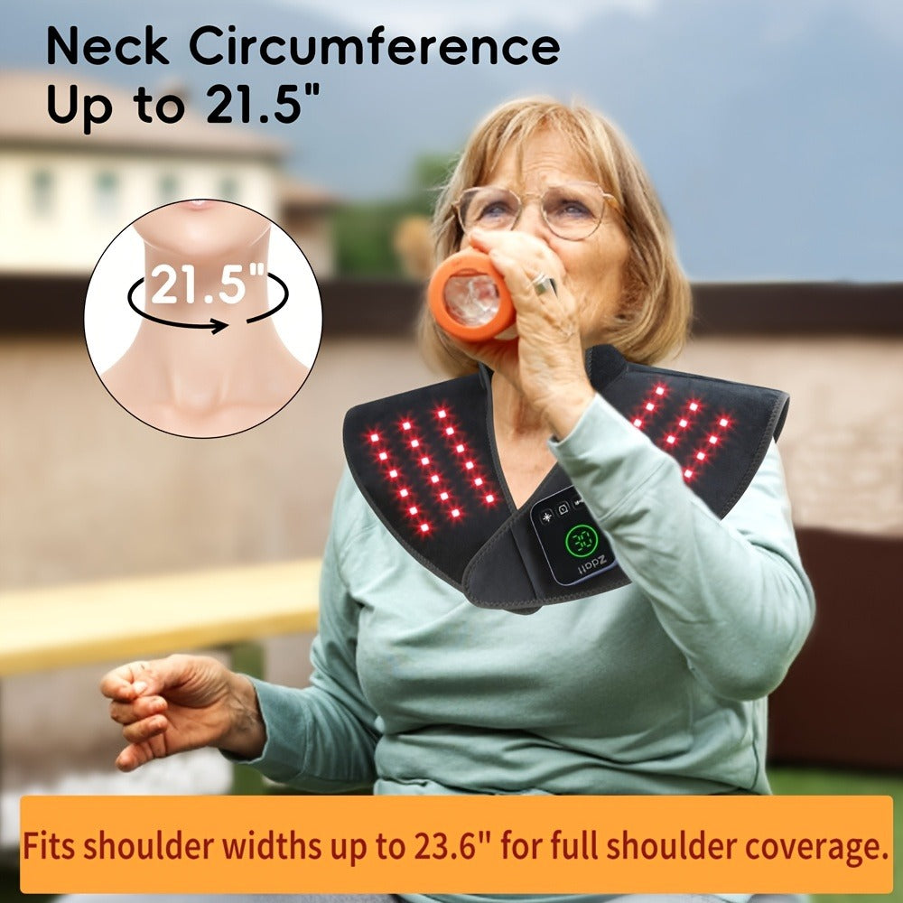 Red Light Therapy Shoulder Wrap with Dual Wavelength 660nm & 850nm Near-Infrared – 116 LED Wearable Device for Neck, Shoulder & Back Relief, 3 Wellness Modes, 5000mAh Battery, Remote Control