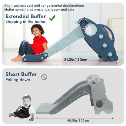 Foldable Toddler Slide for Indoor & Outdoor – Non-Slip Steps, Safe Handrail, Anti-Slip Mat, Extra-Long Buffer Slide – Kids Home Climbing Play Set, Birthday Gift for Boys & Girls