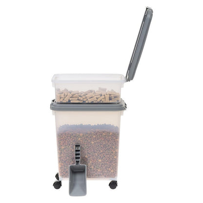 Pet Food Storage Container Set 3-Piece – 30QT + 10QT Airtight Snap-Lock with 360° Wheels & Scoop, Holds up to 37.5lb, for Dog Cat & Bird Food