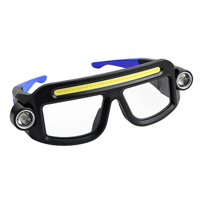 LED Headlamp Glasses Light - USB Rechargeable Head Torch with Rotatable Beam, Adjustable Brightness & Strobe Mode for Night Running, Cycling, Fishing & Outdoor Work
