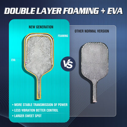 Carbon Fiber Pickleball Paddle T800 16mm Thermoformed - Elongated Pickleball Racket for Spin Power & Control, Upgraded 3-Layer Foam Edge, Includes Cover & Eraser, Great Gift for Men & Women