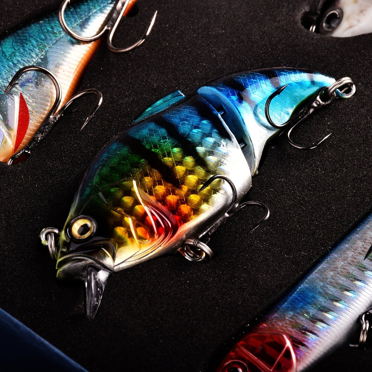 Swimbait Fishing Lures 15pcs Multi-Section Jointed Lure Kit for Bass Pike Trout, Saltwater Freshwater Realistic Swimming Action Fishing Bait Set G1 G2 G3 Styles, Fishing Gift Bundle