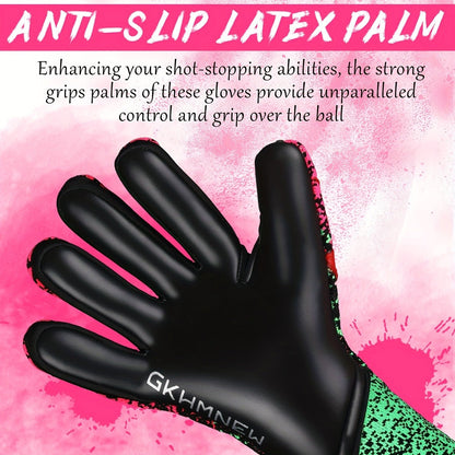 Soccer Goalkeeper Gloves Strong Grip Breathable Sizes 6-10 with Carry Bag