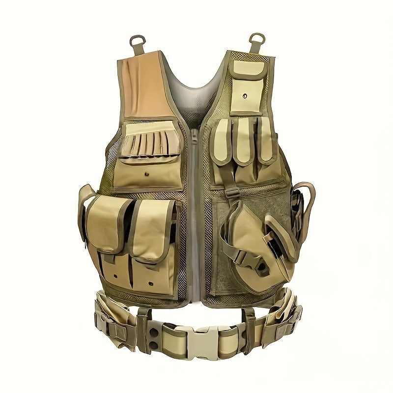 Tactical Fishing Vest with Quick Release – Lightweight Breathable Multi-Pocket Outdoor Vest for Men Camping Hiking Hunting Training – Available in Black Khaki Army Green