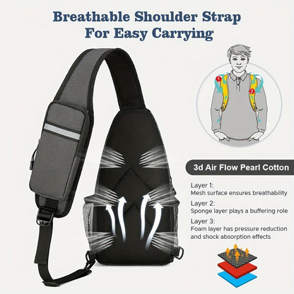 Crossbody Bag for Women & Men, Large Capacity Single Shoulder Bag with Zipper, Lightweight Multi-Pocket Design, Casual Sling Bag for Travel, Hiking, Work & Daily Use – Multiple Colors Available