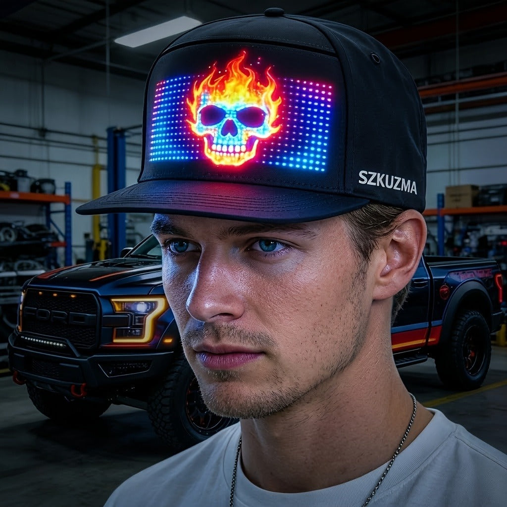 Programmable LED Hat with APP Control – Custom Text, Animation & Graffiti Display, USB Rechargeable, Adjustable Fit for Men & Women, Glowing Light-Up Cap for Party, Festival, Wedding & Carnival