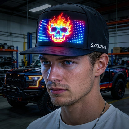 Programmable LED Hat with APP Control – Custom Text, Animation & Graffiti Display, USB Rechargeable, Adjustable Fit for Men & Women, Glowing Light-Up Cap for Party, Festival, Wedding & Carnival