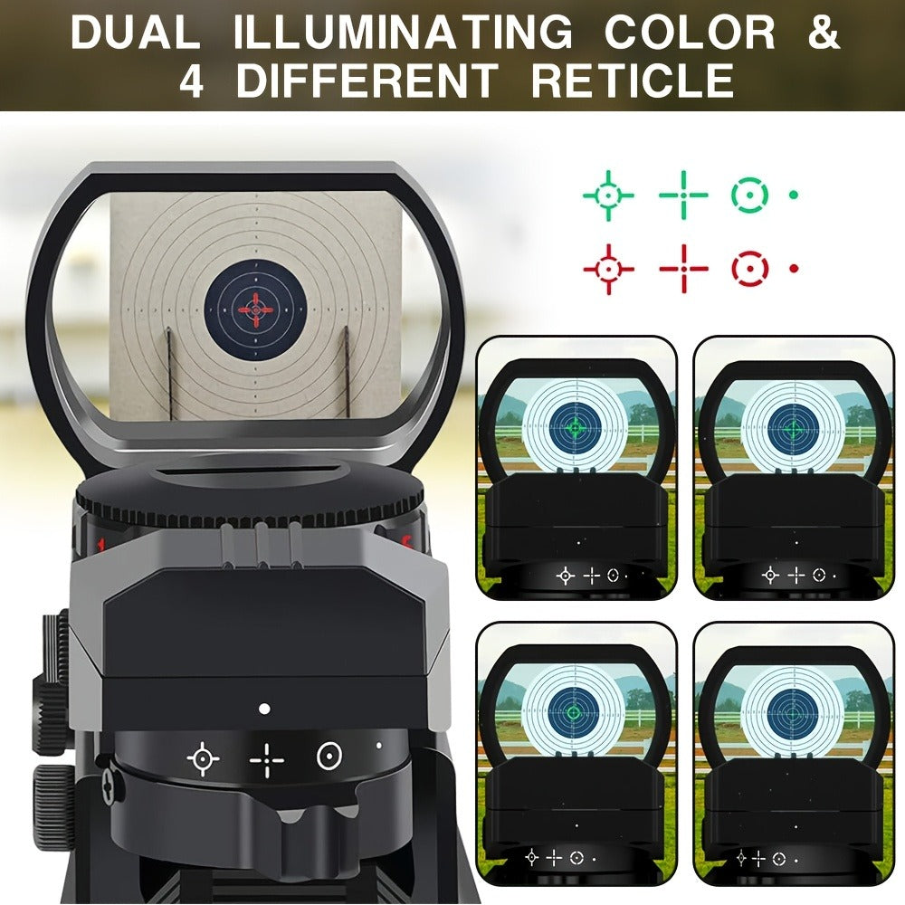Red Green Dot Sight 33mm with 4 Reticle Modes – Dual Illuminated Rifle Scope, 1x Magnification, 1 MOA Adjustment, Parallax-Free Rail Mount Optic for Hunting, Target Shooting & Tactical Use on Rifles Shotguns Carbines