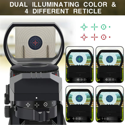 Red Green Dot Sight 33mm with 4 Reticle Modes – Dual Illuminated Rifle Scope, 1x Magnification, 1 MOA Adjustment, Parallax-Free Rail Mount Optic for Hunting, Target Shooting & Tactical Use on Rifles Shotguns Carbines